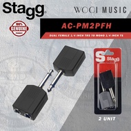 Stagg AC-PM2PFH Dual Female 1/4 inch TRS to Mono 1/4 inch TS Adaptor - 2 Pieces