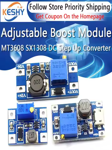 1-10PCS MT3608 SX1308 Adjustable Boost Module DC-DC Step Up Converter Module 2A 2V-24V To 5V 9V 12V 