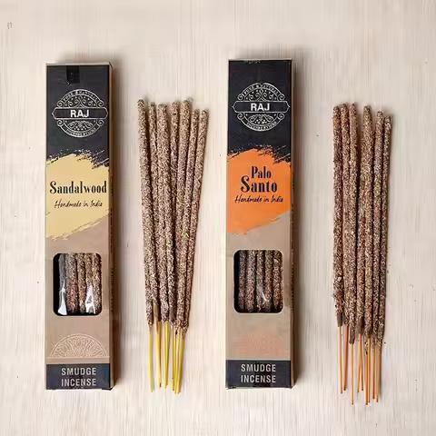 1 Box RAJ Indian Natural Handmade Sandalwood Ancient Grass Incense Sticks Palo Santo OUDH Home Fragr