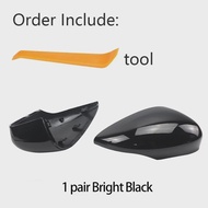 2x Printed Carbon fiber Glossy Black Replacement Rearview Side Mirror Covers Cap For Ford Fiesta MK7