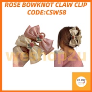 Pink Flower Hair Clip Bowknot Hairpin Ponytail Holder Cute Hairpin Hair Accessories-CSW58