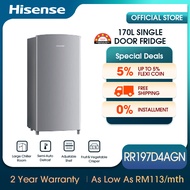 [FREE INSTALL] Hisense Single Door (170L) Refrigerator Fridge RR197D4AGN1 /  RR198D4ABM1 - Silver / 