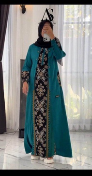 Anjani Store Terbaru Dress Etnic Motif Premium/ Gamis Twill Uniqlo Busui