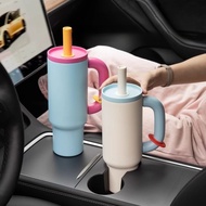 【Large Capacity Car Thermos】1200ml 304 Stainless Steel Water Bottle With Handle & Straw, Leakproof I