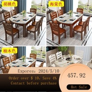 Solid Wood Dining Tables and Chairs Set Modern Simple Home Marble Dining-Table Small Apartment Telescopic Variable rou