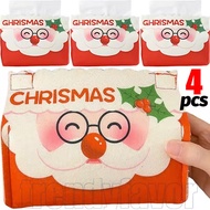 1/2/4Pcs Fabric Santa Claus Tissue Box - Christmas Party Decoration - Reusable Paper Dispenser - Tab