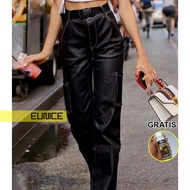 Eunice Leather Pants ContrastWanita