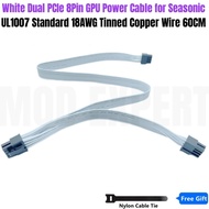 White PCIe Dual 8Pin 6+2Pin GPU Graphic Card Power Cable for Seasonic FOCUS GX 1000W 850W 750W ATX3.