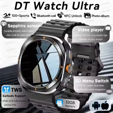 2025 New Fashion Men DT Watch 7 Ultra 32GB Memory Video GPS NFC 47mm AMOLED Fitness Sports Tracker H