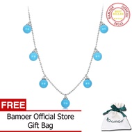 Bamoer 925 Sterling Silver Vòng cổ ngọc lam Màu Xanh Cho Phụ Nữ Birthstone Cho December Quà Tặng Bsn