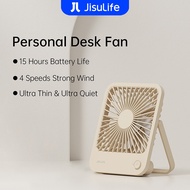 JISULIFE Mini Table Fan USB Rechargeable Portable Desk Fan Silent 4500mAh Strong Wind for Office Stu