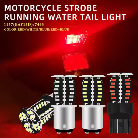 1PCS 1157 BAY15D LED Bulb 64smd 3014 Motorcycle Strobe Reverse Turn Signal Light Red Blue Flashing L