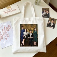 Perfect Crown Kdrama Canvas Tote Bag Large Capacity Aesthetic Shoulder Bag with Kdrama Characters Pr