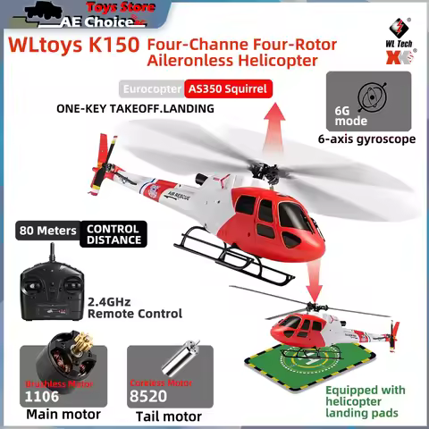 WLtoys K150 AS350 Squirrel RC Helicopter 2.4GHz 4CH Brushless Motor 6-Axis Gyroscope Helicopter Mode