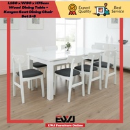 EWJ 8013 Kusyen Seat Dining Chair+T9986 Wood Dining Table Set 1+8 Morden Cantik Murah Meja Makan 8 O