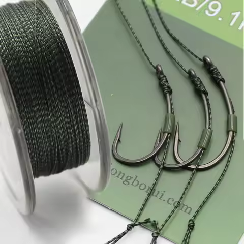 50m Camouflage Green Carp Fishing Line Soft Hook Link Carp Hooklink Uncoated Braid Line Leader for H
