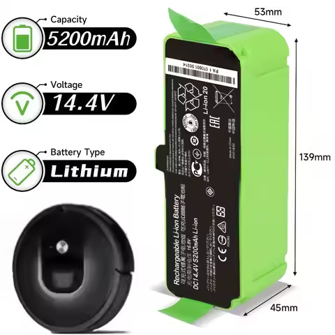 Lithium Ion Replacement Battery 14.4V 5200mAh for iRobot Roomba 980/960 850/880 770/650 520 Series 5