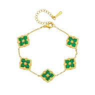 Yuki Của Cổ Điển Sang Trọng 4 Lá Mặt dây chuyền hoa Bộ trang sức Cho Phụ Nữ bằng thép không gỉ thời