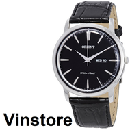 [Vinstore] Orient Classic Quartz Analog Stainless Steel Case Black Leather Strap Black Dial Men Watch FUG1R002B6