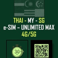 e-SIM THAILAND, MALAYSIA & SINGAPORE - Unlimited MAX Speed up to 20Mbps (8-30DAYS)