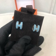 Hermes Pop H 粉藍拼銀耳環 XA652