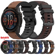 22/26mm Leather Silicone Bracelet For Garmin Fenix 8 Pro 7 7X Strap Descent G2 Enduro 3 Epix Pro Tac