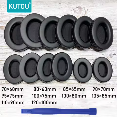 KUTOU Universal Oval Replacement Earpads Soft PU Memory Foam Earpad Ear Pads Cushions Earmuff Cover 