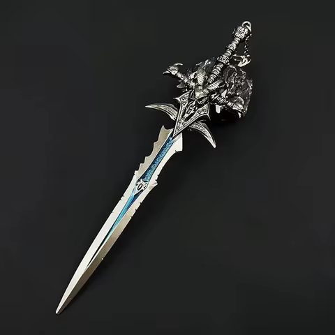 Frostmourne Sword Replica 8.7 Inch Metal Collectible - Fantasy Weapon Model with Diamond Accent, Adj