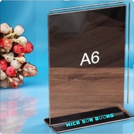 Mica Menu with black bent base, all sizes A6, standing type for shops, coffee shops, hotels