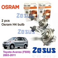 2 Pcs x Mentol Lampu Zesus Bosch Osram Halogen Bosch  Headlamp Yellowish Bulb H4 12v - Toyota Avanza 2012-present