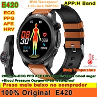 2023 E420 Smartwatch ECG PPG AFE HRV Blood Sugar Blood Pressure Oxygen Body Temperature Monitor IP68 Waterproof Smart Watch Men