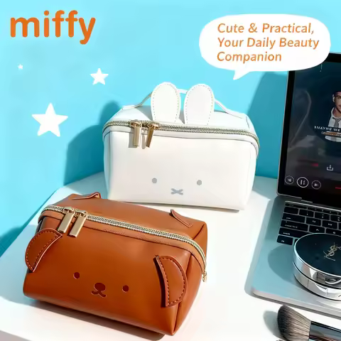 Kawaii Miffy Cartoon Rabbit Boris Printing High Capacity Cosmetics Storage Bag Simple Style Handbag 