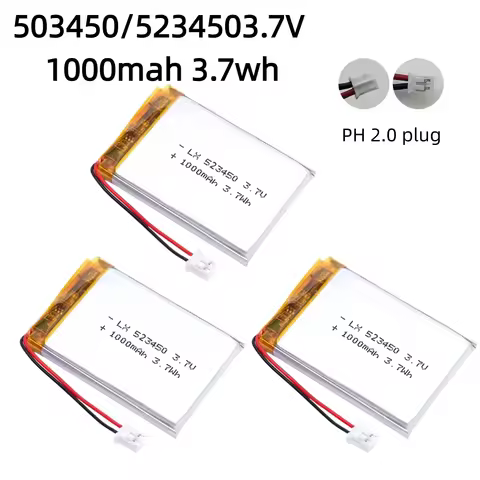 3.7V 1000mAh High Capacity Rechargeable Battery 523450/503450 Universal Replacement for Smartphone S