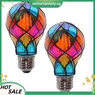 Painted Glass LED Light Bulb 2 Pack E26 4W 120V Stained Glass Light Bulb Colorful LED Light Bulb for