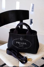 Prada 黑色單寧牛仔小號沙灘包