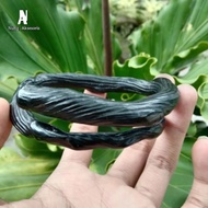 Gelang akar bahar hitam asli natural size kantoran full serat