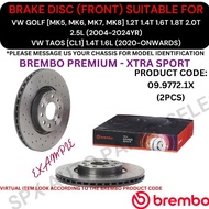 BREMBO GENUINE DISC BRAKE ROTOR (FRONT) FOR VW GOLF [MK5, MK6, MK7, MK8] '04-24YR / TAOS [CL1] '20YR