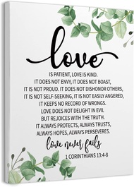 Bible Verse Love is Patient Love is Kind 1 Corinthians 13:4-8 Framed Canvas Wall Art Decor 11×14 inc