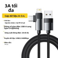 Cáp USB A Essager PD 2 Trong 1 Góc 90 Độ Loại C/Sạc Nhanh Lightning Tương Thích Với iPhone 16/15/14 