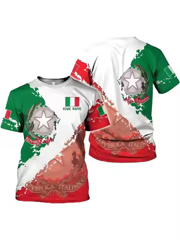 Italy Flag Custom Name T-shirt Women Men's Clothing Daily Street Fashion T Shirts 3D Print Design 20