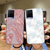Vivo y21 / vivo y21s / vivo y33s glass phone case with luxurious stone print