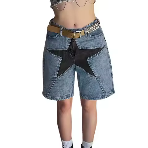 Aelfric Eden Star Patchwork Denim Shorts 2025 Men Summer Hip Hop Streetwear Y2K Harajuku Casual Trac