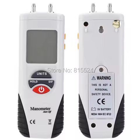 HT-1891 Digital Manometer Air Pressure Meter Air Pressure Differential Gauge Kit 55H2O to +55H2O Dat