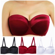 Womens High Quality 34-46 C D E 1/2 Cup Seamless Plus Size Strapless Balconette Bra