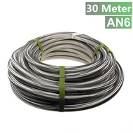 6 AN Stainless Steel Braided Fuel / Oil Line Hose AN6 Silver Sold Per 30Metre
