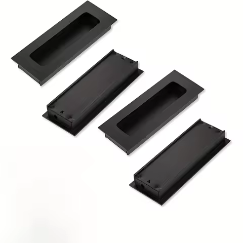 2pcs Recessed Door Handles, 4.37 in Rectangle Sliding Closet Door Handles, Aluminum Alloy Drawer Pul