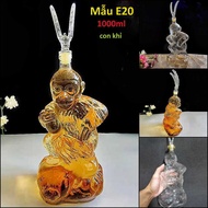 Mẫu Chai Rượu Đẹp 1 lít mẫu con khỉ monkey king - Chai Thủy Tinh 12 Con Giáp 1000ml – Vỏ Chai Rượu Đ