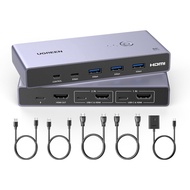 【Direct from Japan】UGREEN 8K@60Hz HDMI KVM Switcher, 2 in 1 Output, 2 PCs with 3 USB 3.0 Ports & 1 U