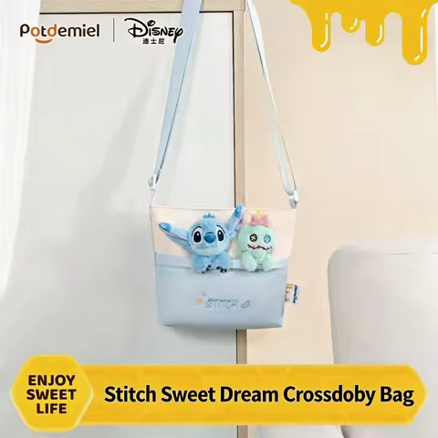 Cute Disney Stitch Scrump Plush Crossbody Bag Official Licensed Soft Furry Shoulder Bag For Daily Us