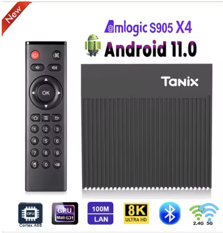 Tanix X4 TV Box Amlogic S905X4 Android 11 2.4G 5G Dual Wifi 100M 4K optional i8 keyboard vs x96 max 
